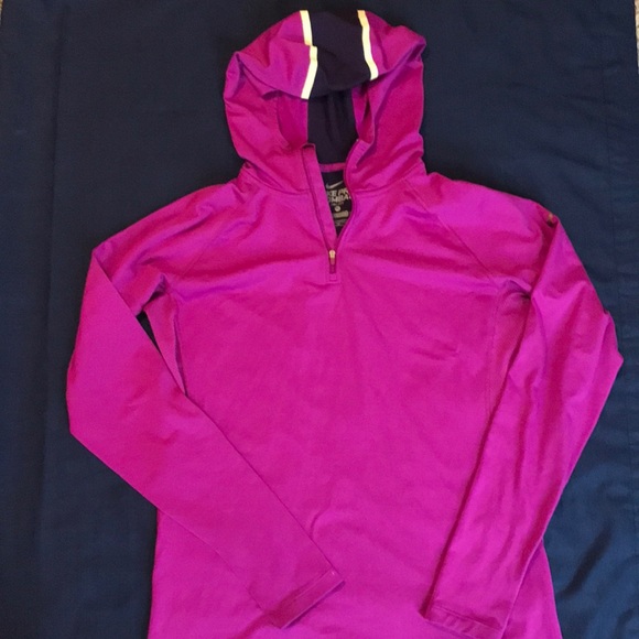 Nike Training quarter zip top running pony tail opening hooded top XL Womens - Picture 1 of 4